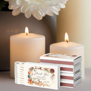 Vintage Autumn Floral Ivory Boho Fall Wedding Matchboxes