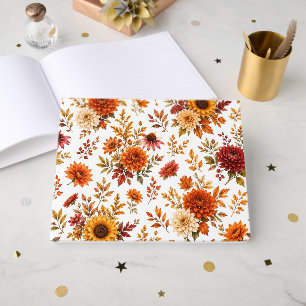 Vintage Autumn Floral Pattern with Sunflowers Guest Book
