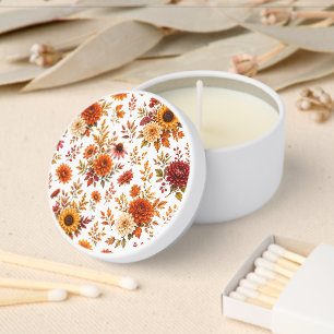 Vintage Autumn Floral Pattern with Sunflowers Mini Candle Favors