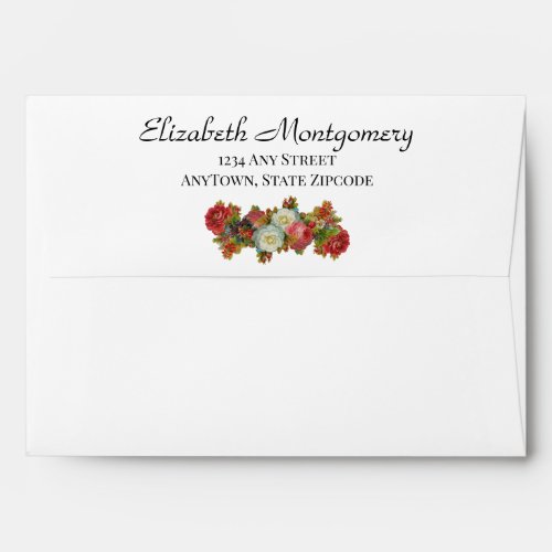 Vintage Autumn Floral Victoran Garland Wedding Envelope