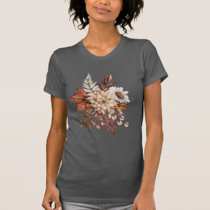 Vintage Autumn Flower Leaves  T-Shirt