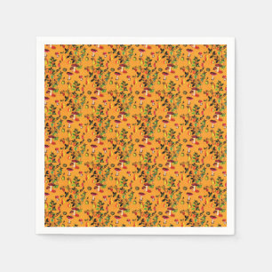 Vintage Autumn Forest Mushroom Fruit Watercolor Napkins