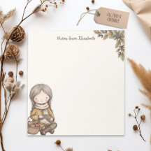 Vintage Autumn Girl Woodland Cottagecore Writing