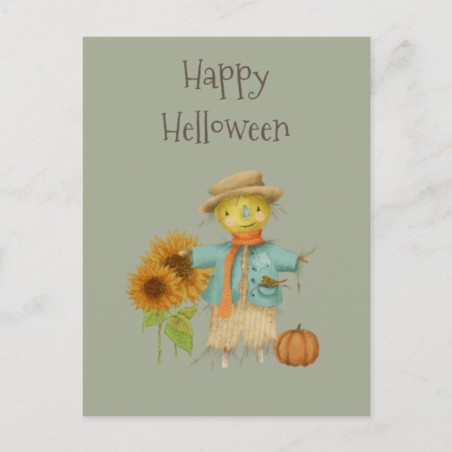 Vintage autumn helloween Holiday Postcard  (Front)