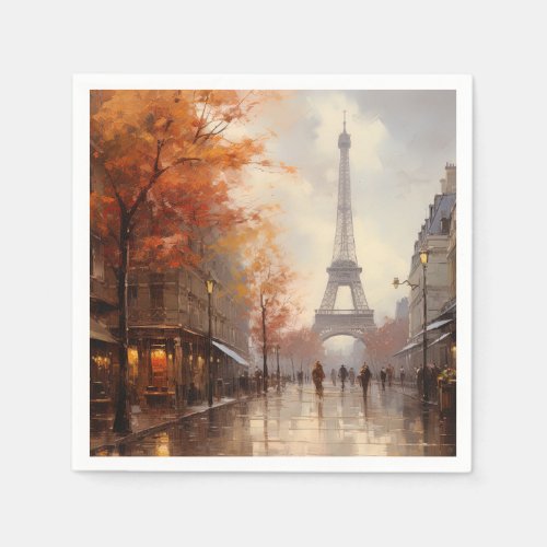 Vintage autumn in Paris France Napkins