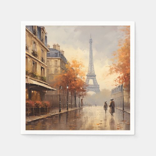 Vintage autumn in Paris France Napkins