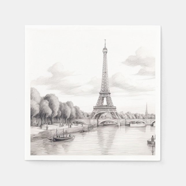 Vintage autumn in Paris France Napkins (Front)
