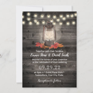 Vintage Autumn Lantern Barn Wood Fall Wedding Invitation