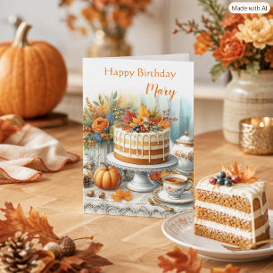 Vintage Autumn Layer Cake Cozy Fall Birthday Card