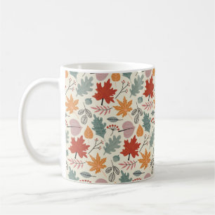 Vintage Autumn Leaves and Acorns Pattern Coffee Mug