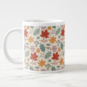 Vintage Autumn Leaves and Acorns Pattern Giant Coffee Mug