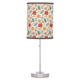 Vintage Autumn Leaves and Acorns Pattern Table Lamp