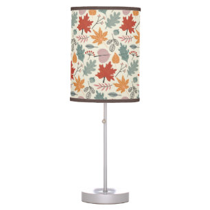 Vintage Autumn Leaves and Acorns Pattern Table Lamp