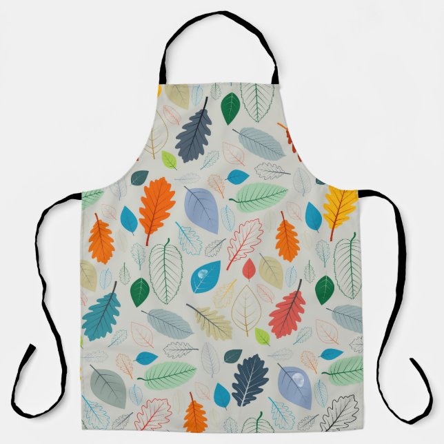 Vintage Autumn Leaves Illustration Pattern Apron (Front)