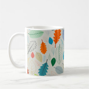 Vintage Autumn Leaves Illustration Pattern Coffee Mug