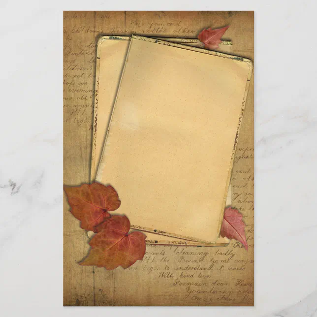 Vintage Autumn Leaves Stationery | Zazzle