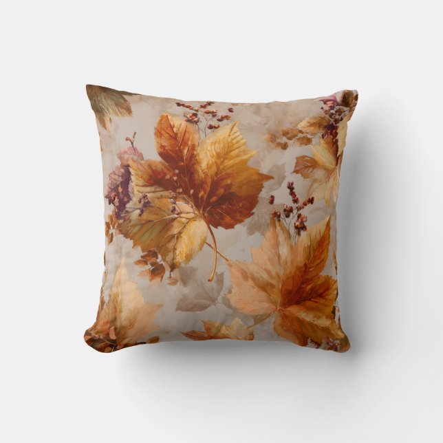 Vintage Autumn leaves  Throw Pillow (Front)
