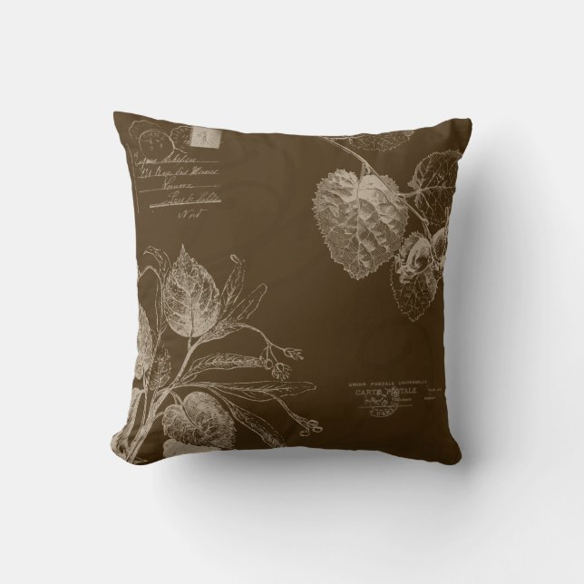 Vintage Autumn Leaves Throw Pillow (Front)
