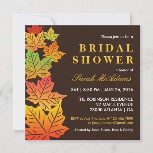 Vintage Autumn Maple Leaf Invitation Bridal Shower