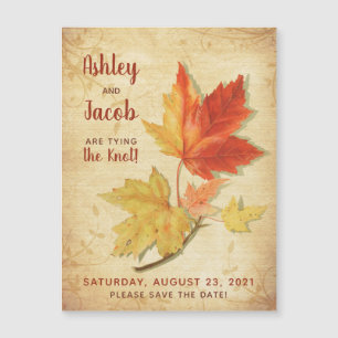 Vintage Autumn Maple Leaves Wedding Save the Date