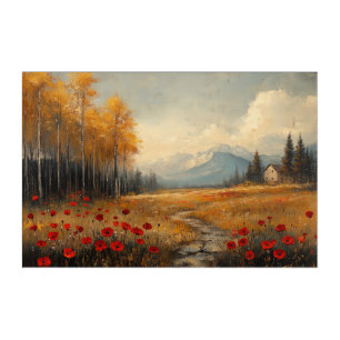 Vintage Autumn Meadow Painting Poppies Acrylic Print