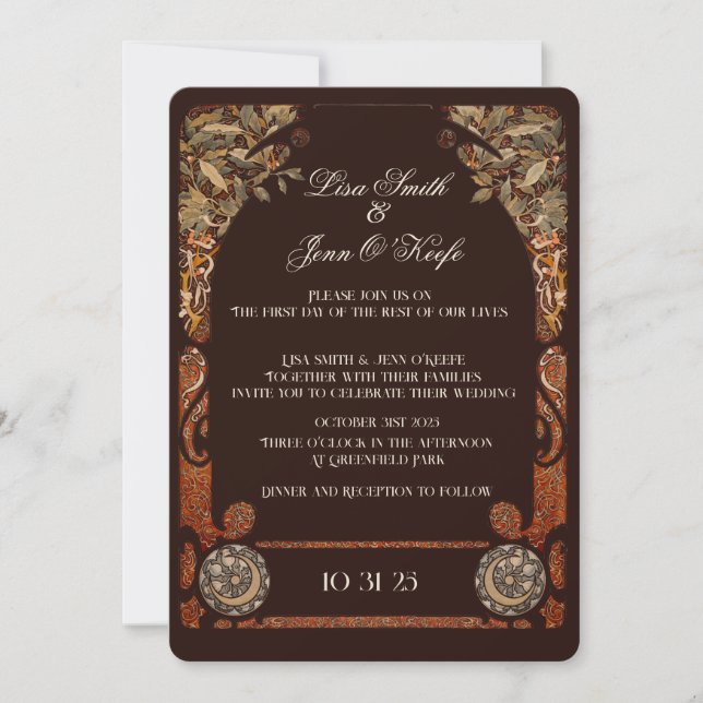 Vintage Autumn Moon Wedding Invitation (Front)