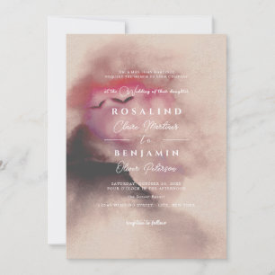 Vintage Autumn Mountains Landscape Script Wedding Invitation