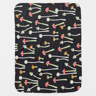 Vintage autumn mushrooms pattern design. baby blanket