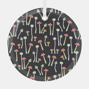 Vintage autumn mushrooms pattern design. glass ornament