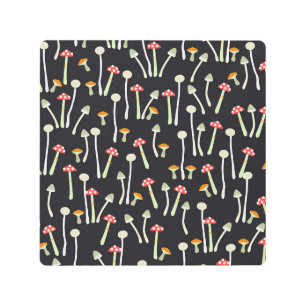 Vintage autumn mushrooms pattern design. metal print