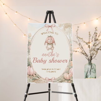 Vintage Autumn Pumpkin Baby Shower Welcome Sign