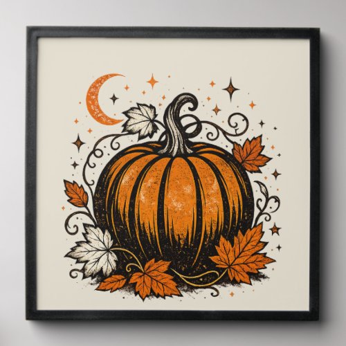 Vintage Autumn Pumpkin Botanical Illustration | Peel And Stick Photo Tile