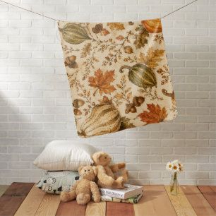 Vintage Autumn Pumpkin & Gourds Pattern Baby Blanket