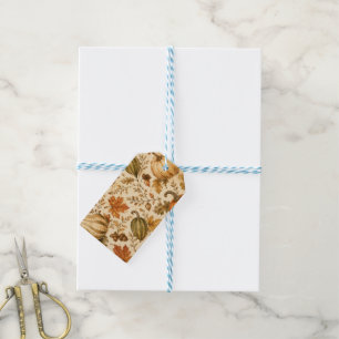 Vintage Autumn Pumpkin & Gourds Pattern Gift Tags