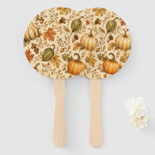 Vintage Autumn Pumpkin & Gourds Pattern Hand Fan