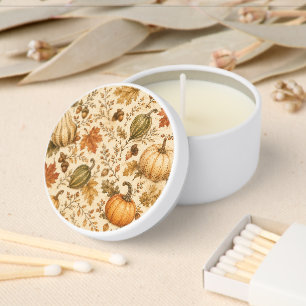 Vintage Autumn Pumpkin & Gourds Pattern Mini Candle Favors