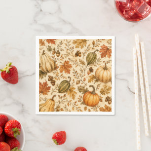 Vintage Autumn Pumpkin & Gourds Pattern Napkins