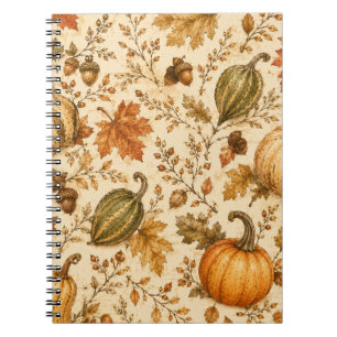 Vintage Autumn Pumpkin & Gourds Pattern Notebook