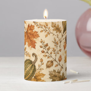 Vintage Autumn Pumpkin & Gourds Pattern Pillar Candle