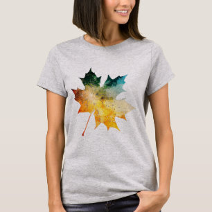 Vintage Autumn Retro Watercolor Maple Leaf Theme T-Shirt