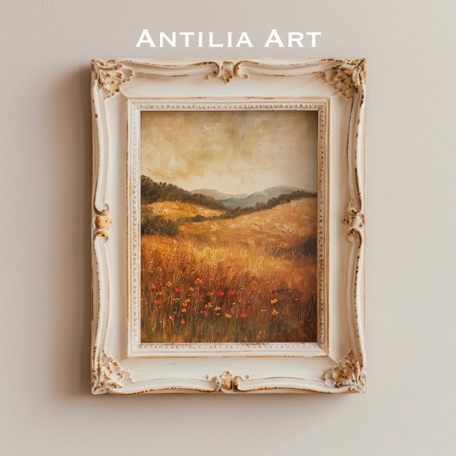 Vintage Autumn Wildflower Country Field Landscape Poster (Creator Uploaded)