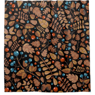 vintage autumn, winter pattern with plants. shower curtain
