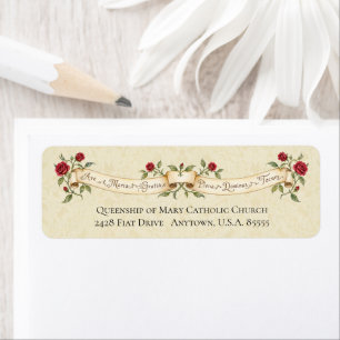 Vintage Ave Maria Red Roses Catholic Label