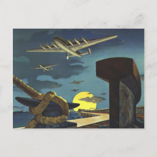 Vintage Aviation Airplane Color Art Postcard