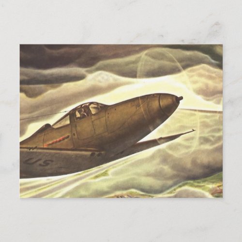 Vintage Aviation Airplane Color Art Postcard