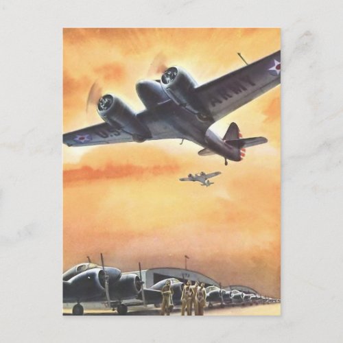 Vintage Aviation Airplane Color Art Postcard