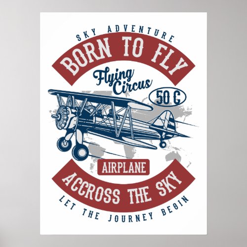 Vintage Aviation Airplane Color  Poster