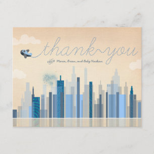 Vintage Aviation Baby Shower Thank You Cards