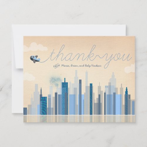 Vintage Aviation Baby Shower Thank You Cards