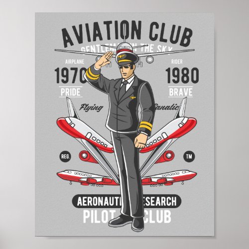 Vintage Aviation Club Pilot Flight Poster